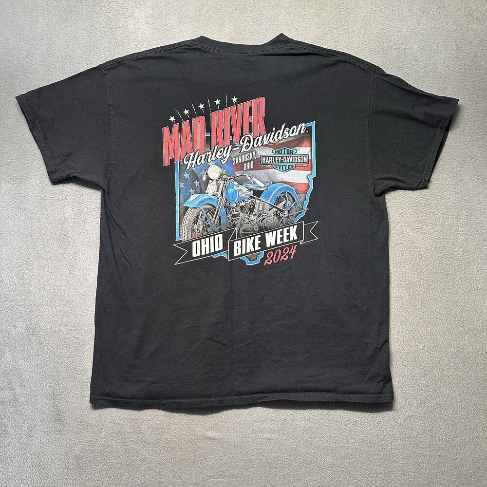 Harley-Davidson Mens T Shirt XL Black Ohio Bike Week 2024 Mad River Graphic